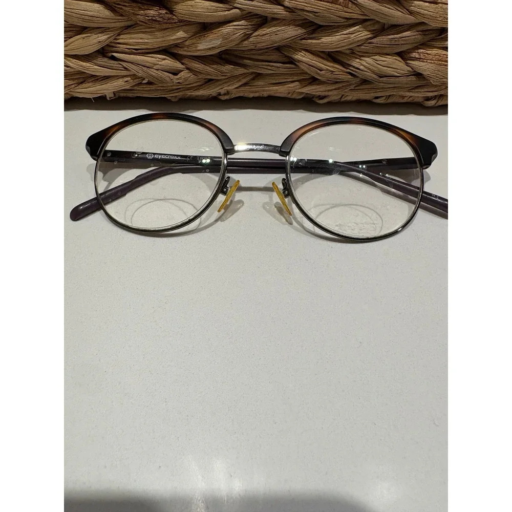 Eyecroxx Round‎ Tortoise Silver Metal Frame Glasses Spectacles Eyewear